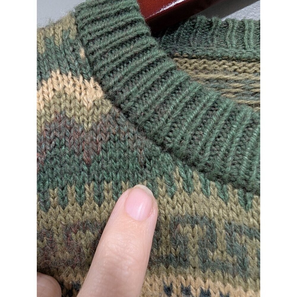 ARTESANIAS Los Incas Alpaca Sweater Pullover Green Tan Striped Long Sleeve Sz M? - Picture 9 of 16